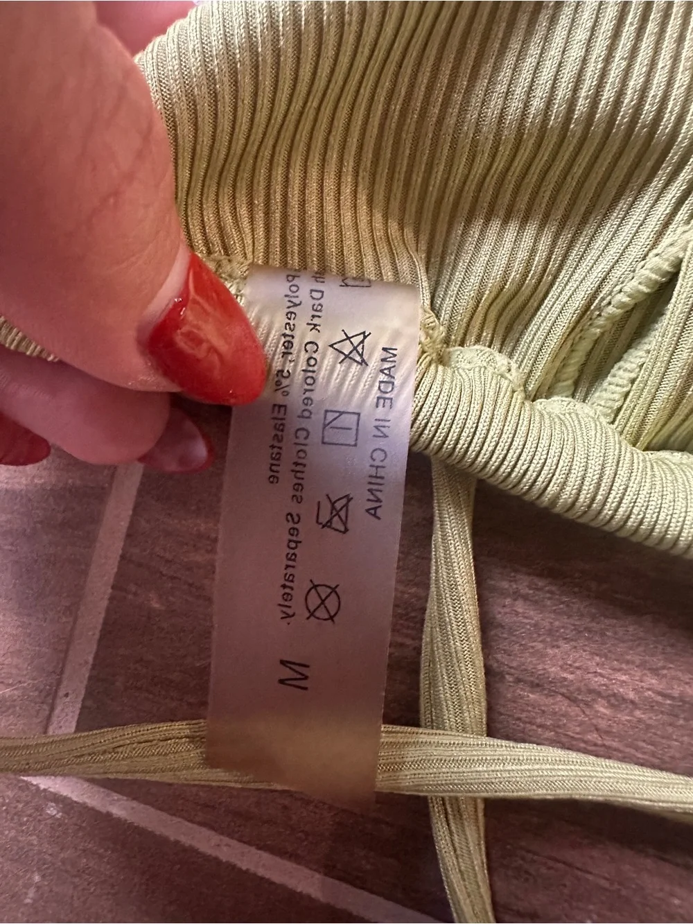 Olive Green Ribbed Triangle Bikini Set Size M